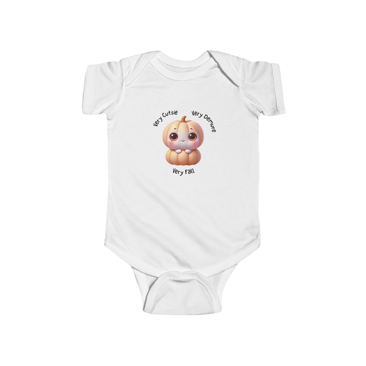 Infant Bodysuit, Cute Fall Pumpkin Demure Slogan Baby One-Piece, Baby Romper, Fall Baby Outfit, Pumpkin Spice Baby Shirt, Autumn Clothing,