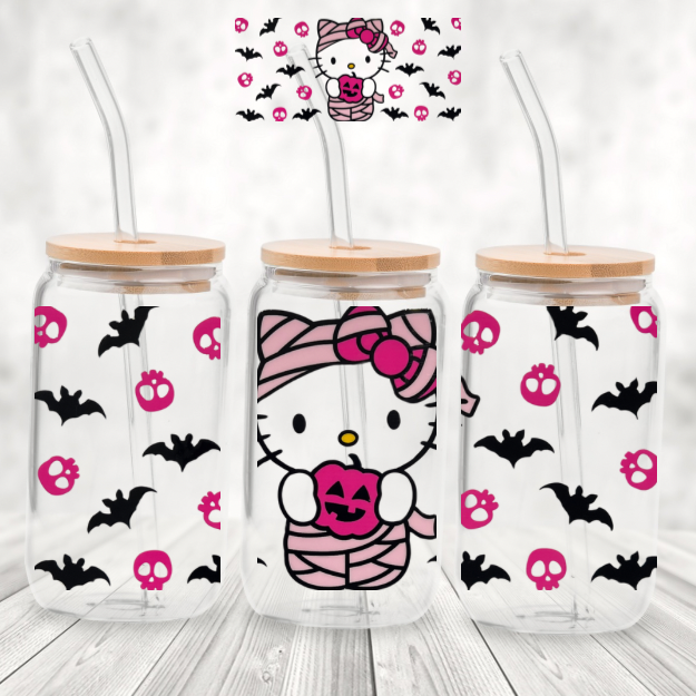 Spookie 16 Ounce Tumblers - HK Pink Pumpkin Mummy