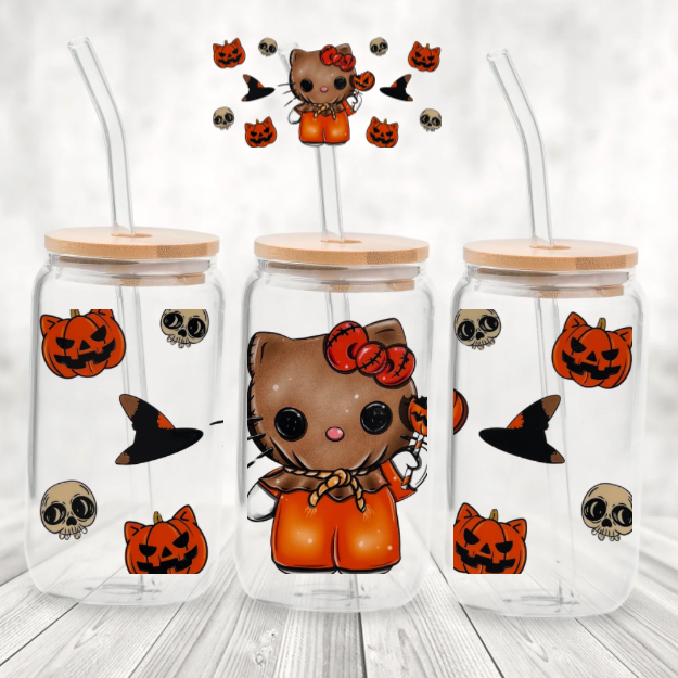 Spookie 16 Ounce Tumblers - Spookie Kitty with Brown Bag