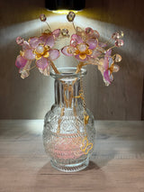 Blush Elegance – Handcrafted Beaded Floral Arrangement in Glass Vase