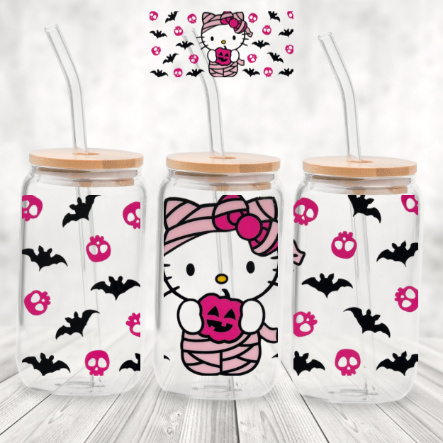 Spookie 16 Ounce Tumblers -  HK Pink Pumpkin Mummy