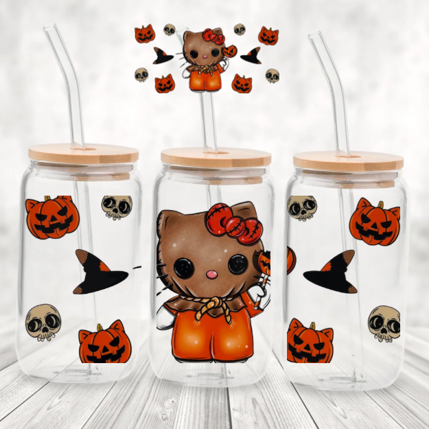 Spookie 16 Ounce Tumblers -  Spookie Kitty with Brown Bag