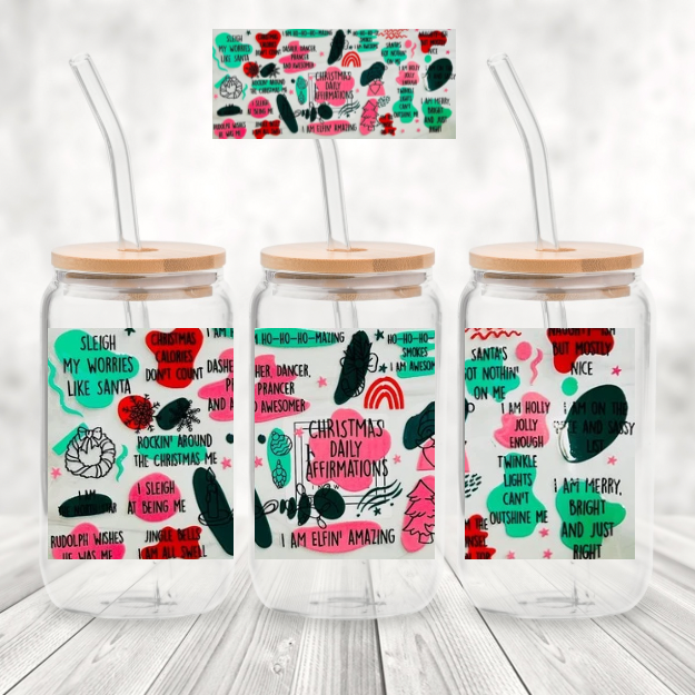 Christmas Jingle 16 Ounce Glass Tumblers