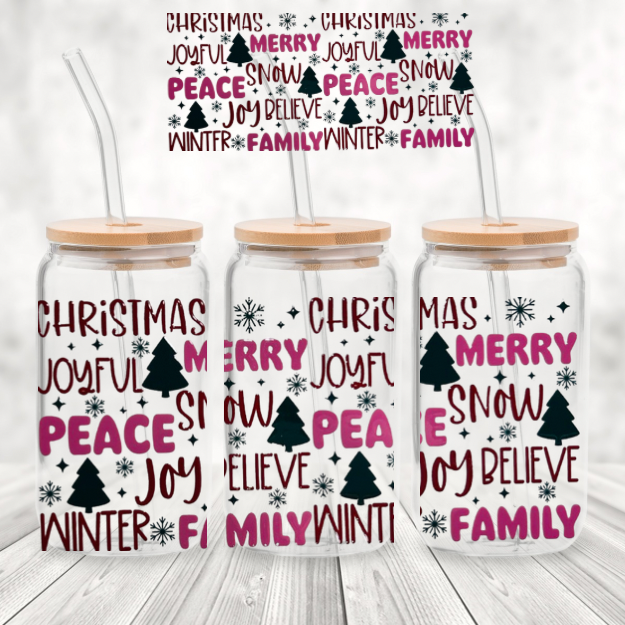 Christmas Jingle 16 Ounce Glass Tumblers