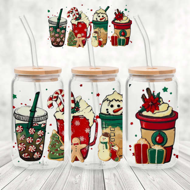 Christmas Jingle 16 Ounce Glass Tumblers