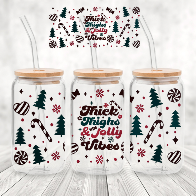 Christmas Jingle 16 Ounce Glass Tumblers