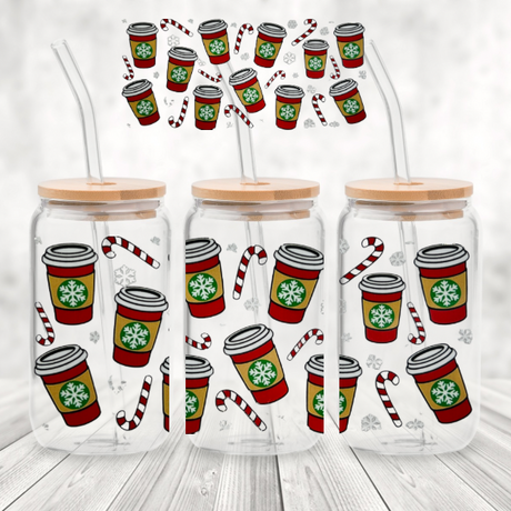 Christmas Jingle 16 Ounce Glass Tumblers