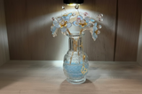 Soft blue floral bead decor styled for home display
