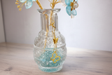 Serenity Blue – Handcrafted Beaded Floral Arrangement in Glass Vase