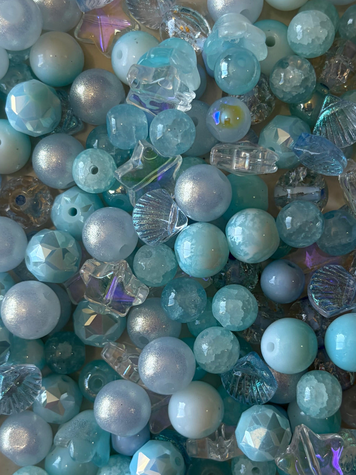 Assorted blue beads 