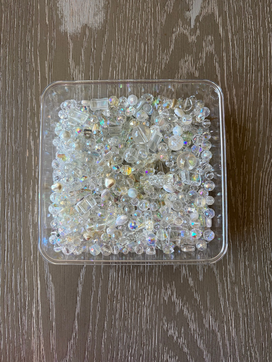 Crystal Dreams Bling Bling Lux Mix clear iridescent beads in square container