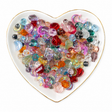 Prism Glow Glass Bead Mix translucent multicolor beads in a heart-shaped dish on a clean white background